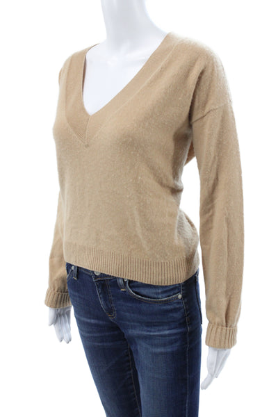 Intermix Unisex Beige 100% Cashmere V Neck Pullover Sweater Size M