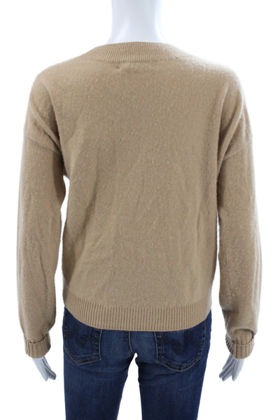 Intermix Unisex Beige 100% Cashmere V Neck Pullover Sweater Size M