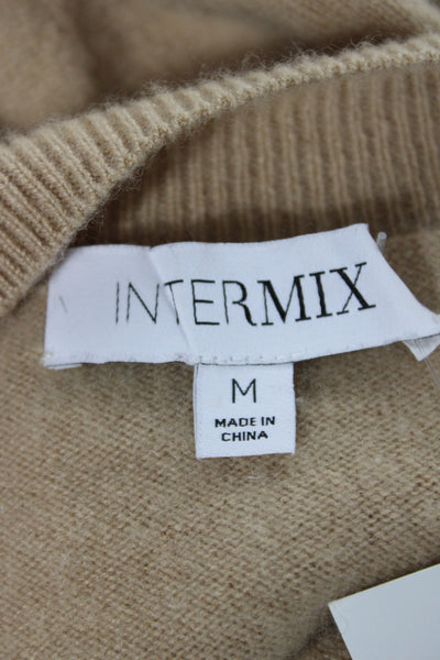 Intermix Unisex Beige 100% Cashmere V Neck Pullover Sweater Size M