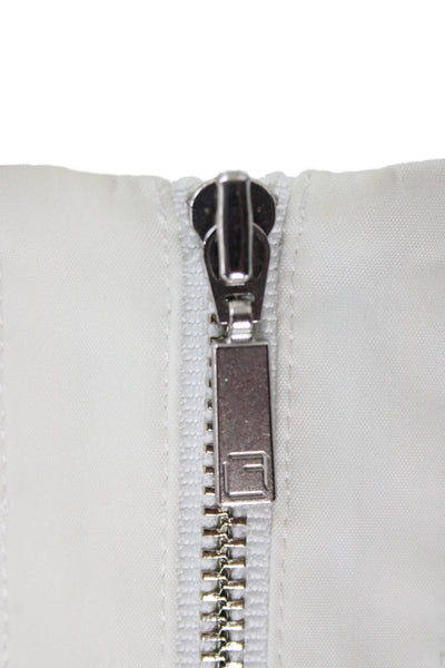 Lafayette 148 New York Women Sleeveless White Blouse Round Neck Zip Size M