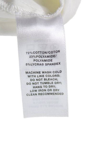 Lafayette 148 New York Women Sleeveless White Blouse Round Neck Zip Size M