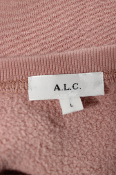 ALC Womens Pink Crewneck Long Sleeve Designer Sweatshirt Size L