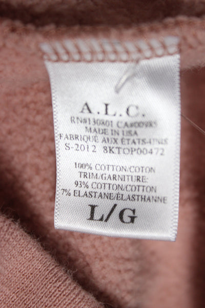 ALC Womens Pink Crewneck Long Sleeve Designer Sweatshirt Size L