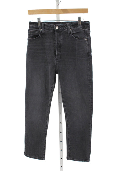 Paige Womens Dark Gray High Waist Cropped Straight Jeans Size 27