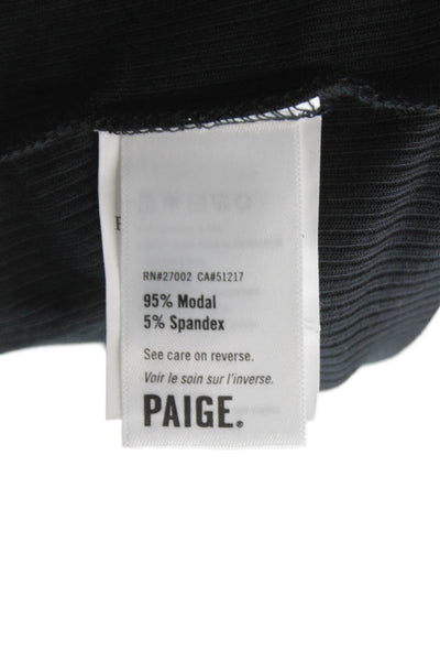 Paige Black Label Women Cropped Button-Up Dark Gray Short Sleeve Modal Size L