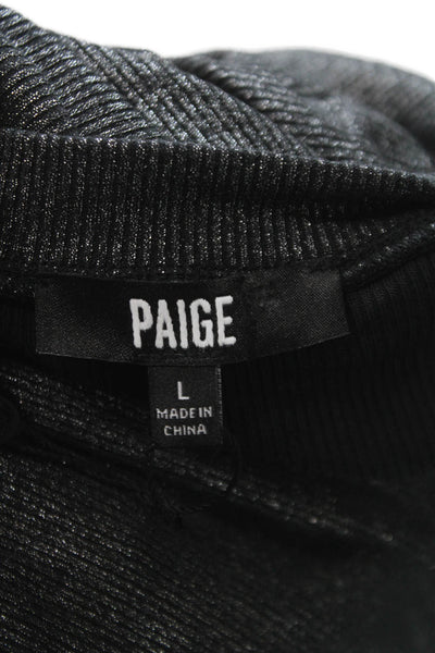 Paige Black Label Women Cropped Button-Up Dark Gray Short Sleeve Modal Size L
