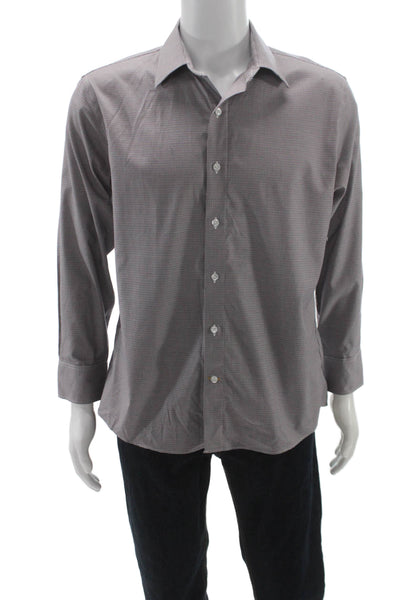 Bonobos Mens Slim Fit Button Down Shirt Brown Navy Blue Cotton Size Large