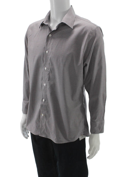 Bonobos Mens Slim Fit Button Down Shirt Brown Navy Blue Cotton Size Large