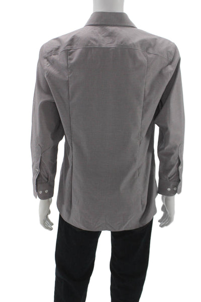 Bonobos Mens Slim Fit Button Down Shirt Brown Navy Blue Cotton Size Large