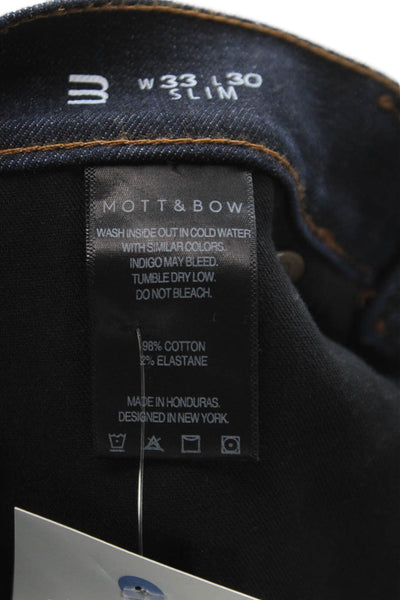 Mott and Bow Mens Straight Black Jeans High Rise Button Size 33