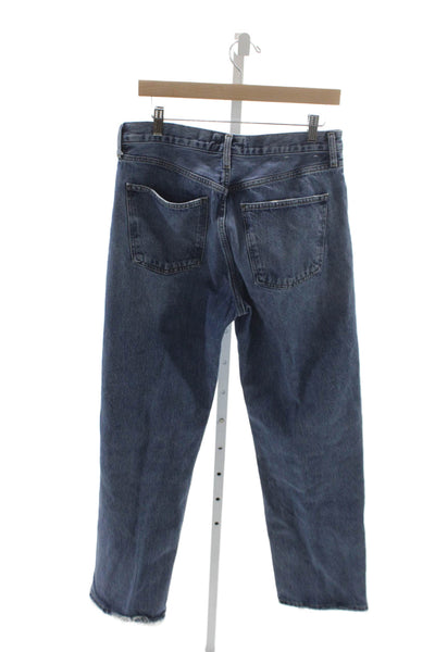 Agolde Unisex Cropped Straight Jeans Dark Blue High Rise Denim Size 28