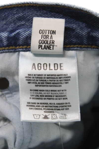 Agolde Unisex Cropped Straight Jeans Dark Blue High Rise Denim Size 28