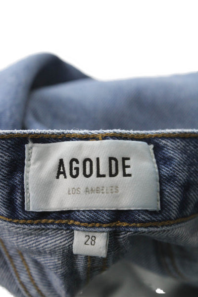 Agolde Unisex Cropped Straight Jeans Dark Blue High Rise Denim Size 28