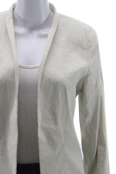 Eileen Fisher Womens Beige Ramie Blend Blazer Long Sleeve Size 10