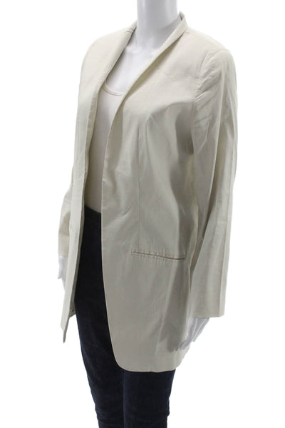 Eileen Fisher Womens Beige Ramie Blend Blazer Long Sleeve Size 10