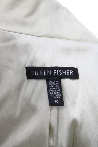 Eileen Fisher Womens Beige Ramie Blend Blazer Long Sleeve Size 10