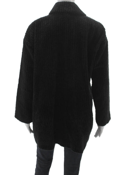 Eileen Fisher Women Coat Black Organic Cotton Button Petite Size S