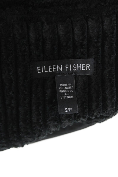 Eileen Fisher Women Coat Black Organic Cotton Button Petite Size S