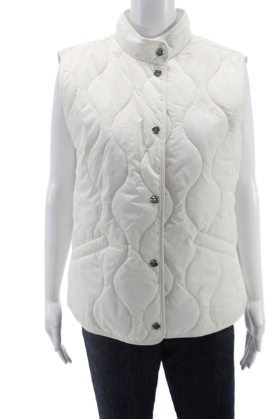 Lauren Ralph Lauren Women Quilted White Mock Neck Button Vest Size L
