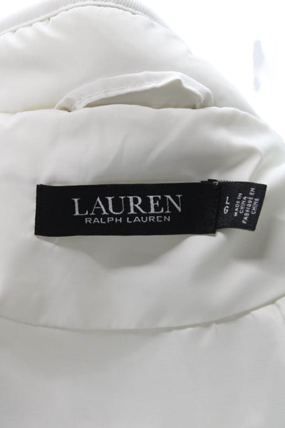 Lauren Ralph Lauren Women Quilted White Mock Neck Button Vest Size L