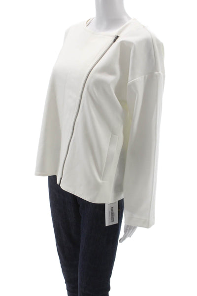 Eileen Fisher Women White Zip Jacket Long Sleeve Lyocell Size M