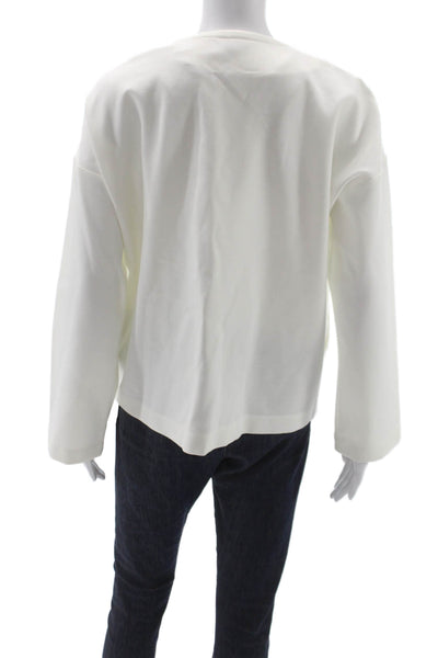 Eileen Fisher Women White Zip Jacket Long Sleeve Lyocell Size M