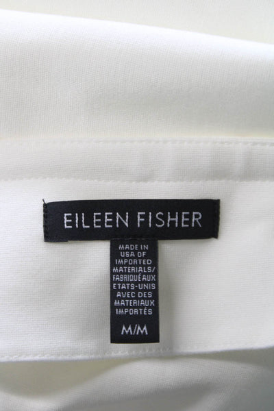 Eileen Fisher Women White Zip Jacket Long Sleeve Lyocell Size M