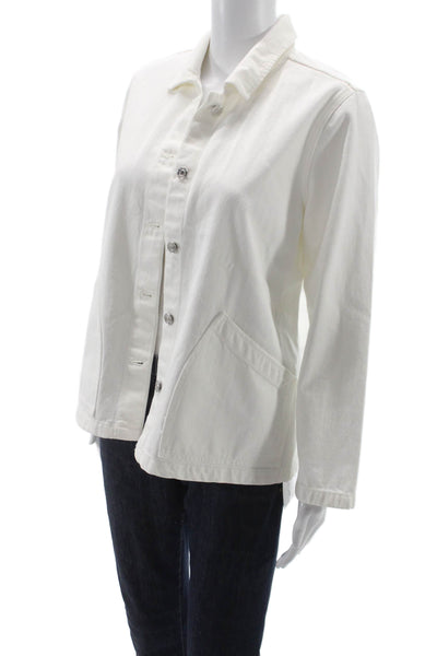 J Crew Womens Cotton Collared Button Long Sleeve Jacket White Size M