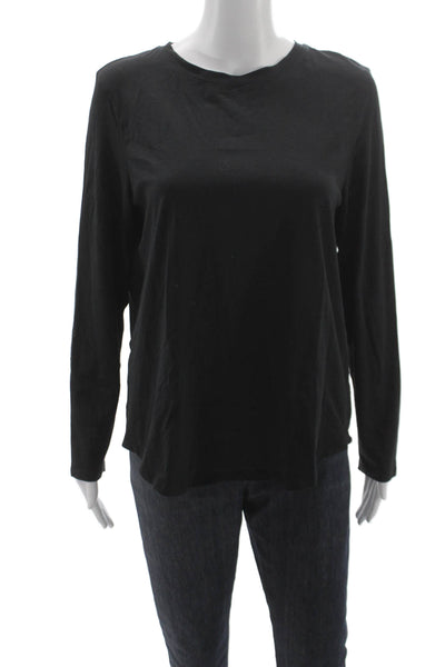 Lululemon Women Long Sleeve Basic Cotton Blend Crew Neck T-Shirt Black Size 10