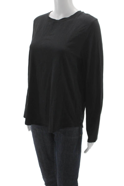Lululemon Women Long Sleeve Basic Cotton Blend Crew Neck T-Shirt Black Size 10