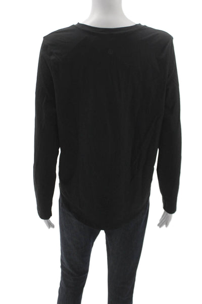 Lululemon Women Long Sleeve Basic Cotton Blend Crew Neck T-Shirt Black Size 10