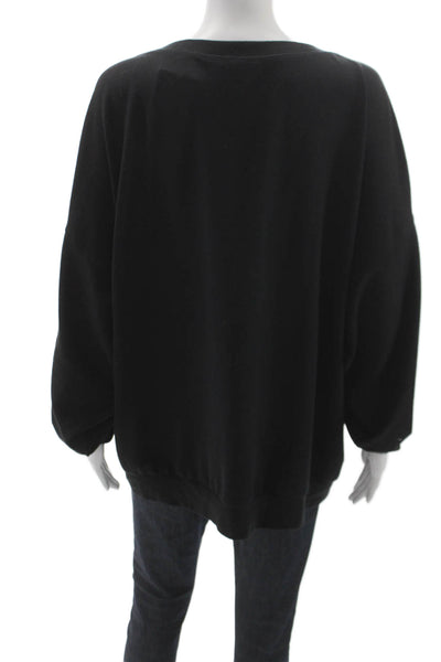 Alo Yoga Womens V Neck Pullover Sweatshirt Black Long Sleeve Size L