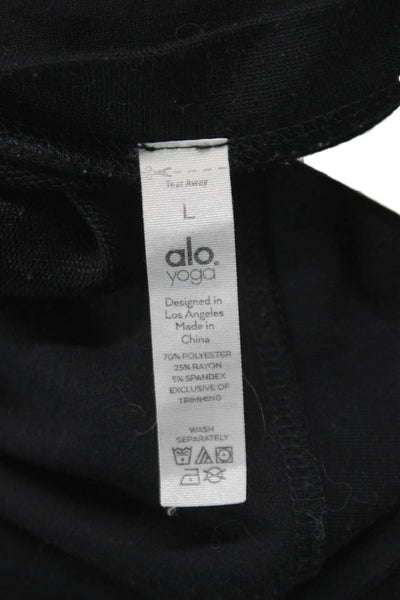 Alo Yoga Womens V Neck Pullover Sweatshirt Black Long Sleeve Size L