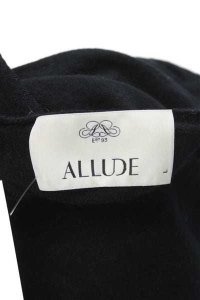 Allude Womens Basic T Shirt Black 100% Wool Crew Neck Short Sleeve Size L