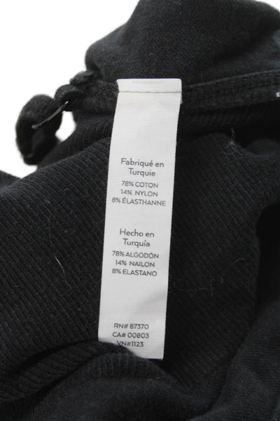 Alo Yoga Womens Spaghetti Strap Ribbed Knit Logo Sports Bra Black Size Medium