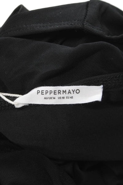 Peppermayo Womens Bodycon Maxi Black Sleeveless Long Solid Dress Size 10