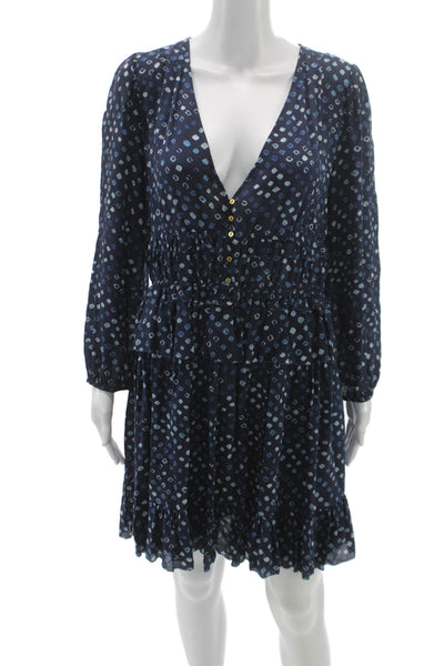 Ulla Johnson Womens Fit & Flare Dark Blue V-Neck Long Sleeve Dress Size 2
