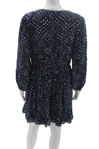 Ulla Johnson Womens Fit & Flare Dark Blue V-Neck Long Sleeve Dress Size 2