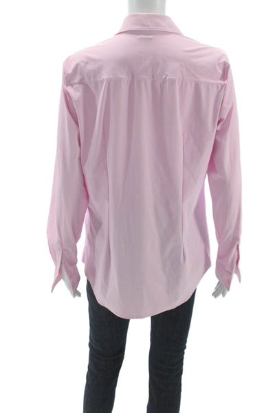 Ameliora Women Collared Pink Button-Up Blouse Long Sleeve Basic Size M