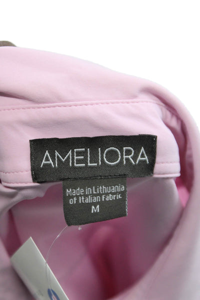 Ameliora Women Collared Pink Button-Up Blouse Long Sleeve Basic Size M