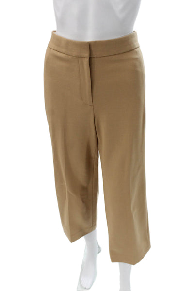 J Crew Womens Cropped Dress Pants Tan 24 Inseam Button Size 6