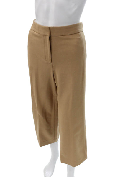 J Crew Womens Cropped Dress Pants Tan 24 Inseam Button Size 6