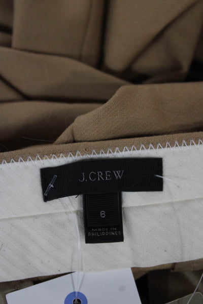 J Crew Womens Cropped Dress Pants Tan 24 Inseam Button Size 6