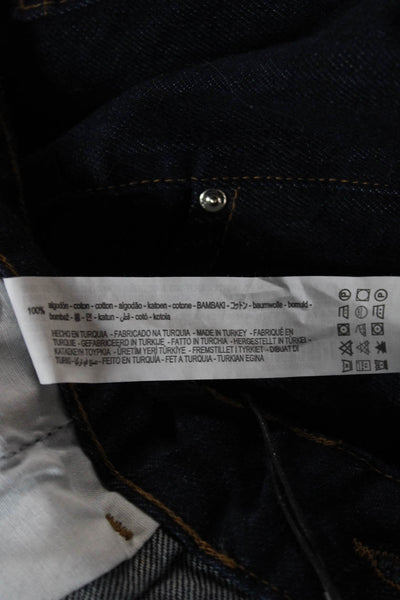 Zara Unisex Cropped Wide Leg Dark Blue Cotton Jeans Size 42