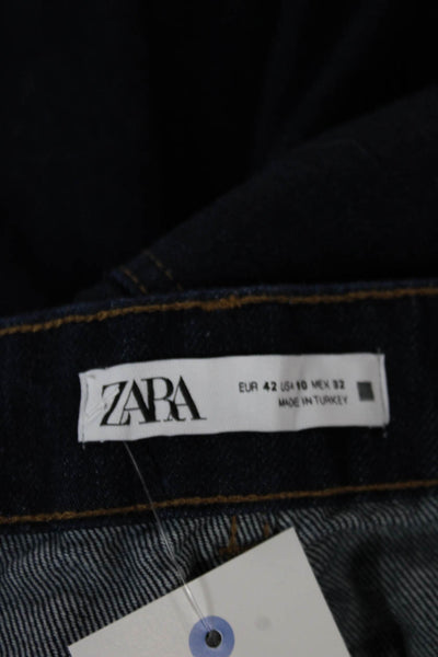 Zara Unisex Cropped Wide Leg Dark Blue Cotton Jeans Size 42