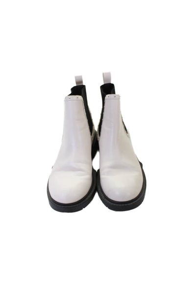 Coach Womens Leather Studded Detail Ankle Boots Shoes White Size 9B