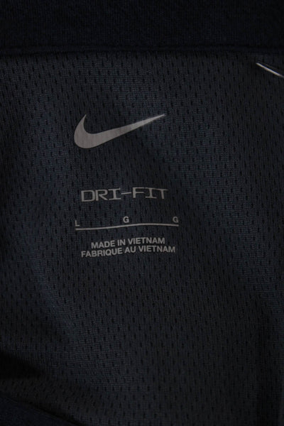 Nike Mens Stand-Up Collar Long Sleeve Dark Blue T-Shirt Size L