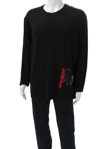 Polo Ralph Lauren Men Black Basic Logo Graphic Long Sleeve T-Shirt Size L