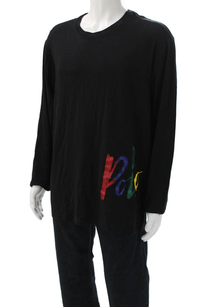 Polo Ralph Lauren Men Black Basic Logo Graphic Long Sleeve T-Shirt Size L
