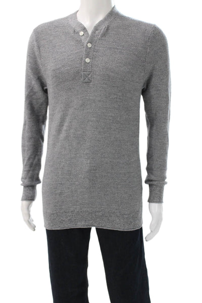 Bonobos Mens Henley Pullover Merino Wool Button Long Sleeve Gray Size M
